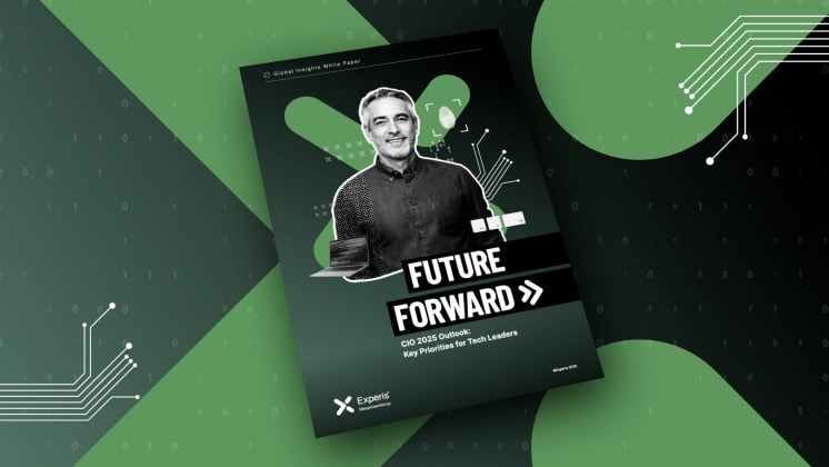 Poster titled "Future Forward". Green and black tech-themed background with circuit patterns.